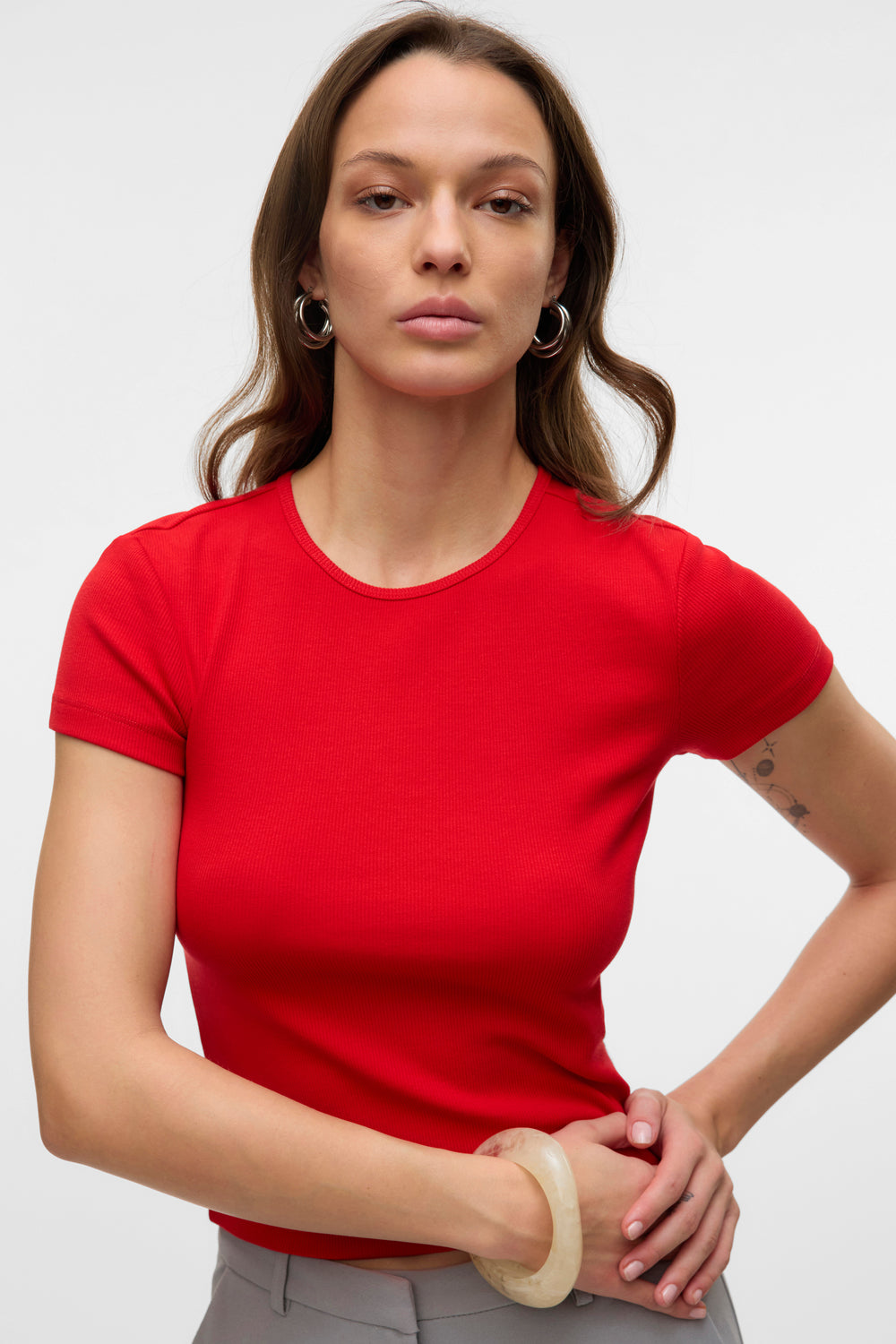 Top uni manches courtes Rouge - VERO MODA®