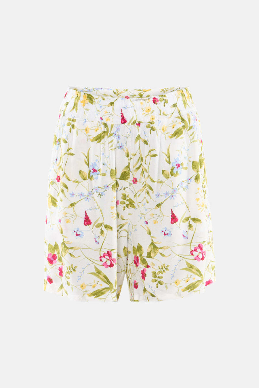 Short blanc de VERO MODA® à motif floral multicolore avec des plis et une taille élastique.