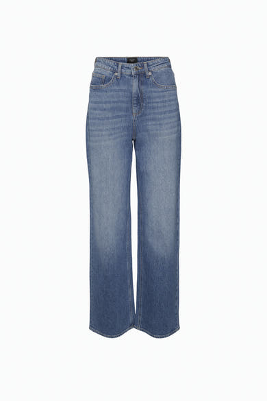 Jean large en denim bleu moyen de Vero Moda, avec une coupe droite.

