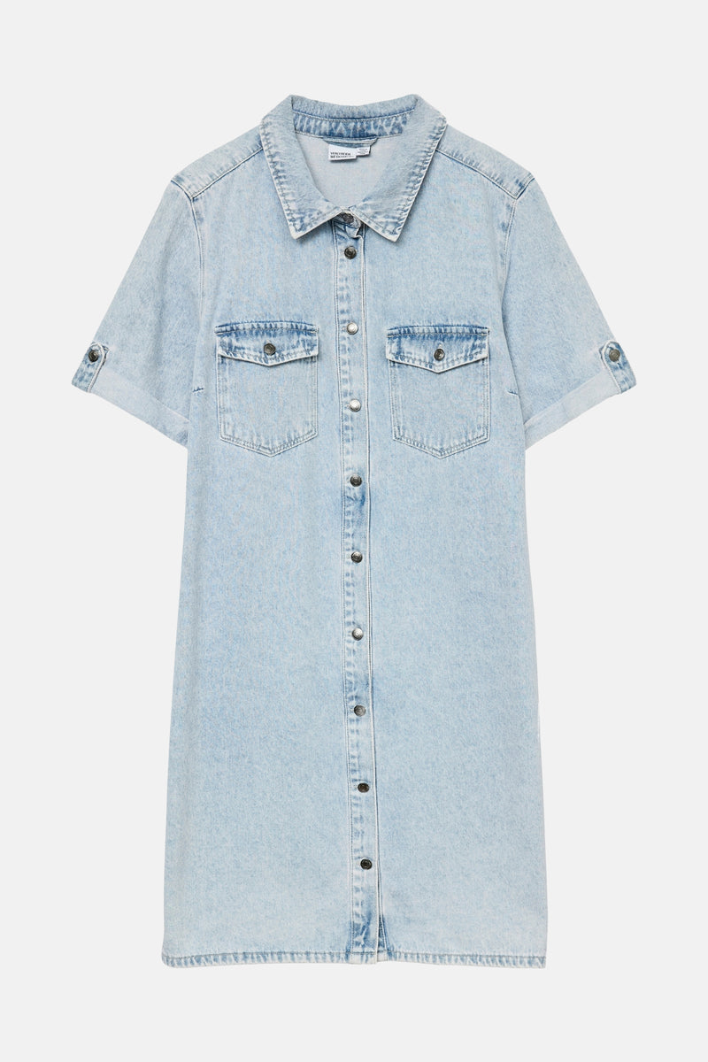 Kleedje met korte mouwen - light blue denim