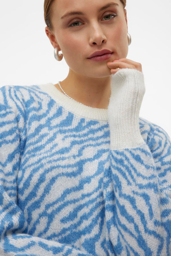 Pull col rond Bleu - VERO MODA®