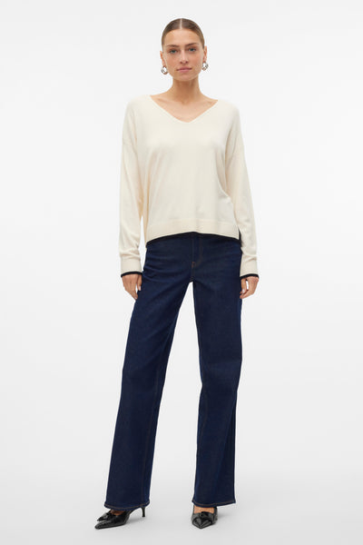 Pull col V Beige - VERO MODA®