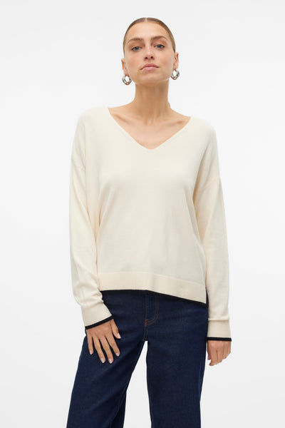 Pull col V Beige - VERO MODA®