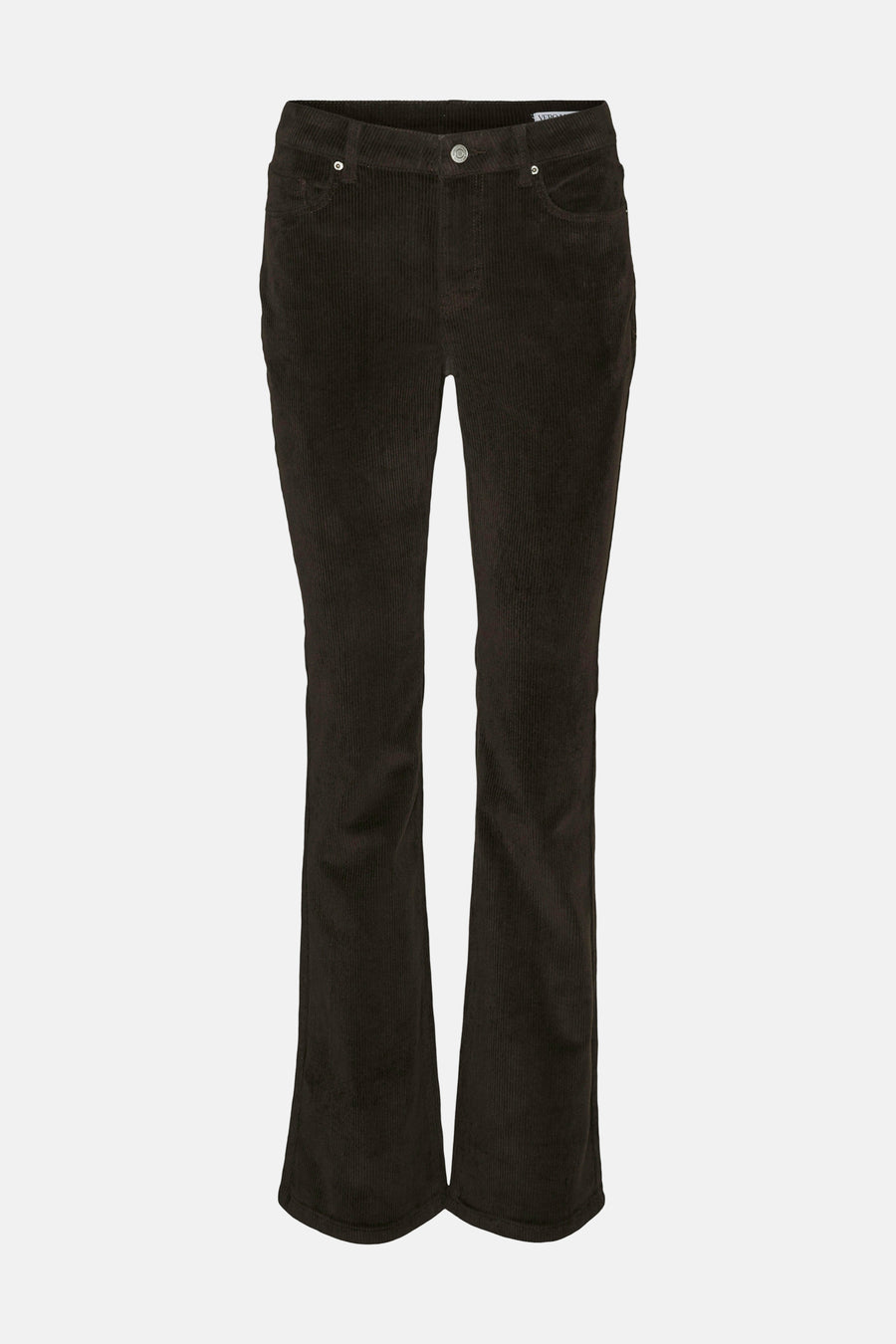 Pantalon marron en velours côtelé de Vero Moda, coupe bootcut et taille normale.