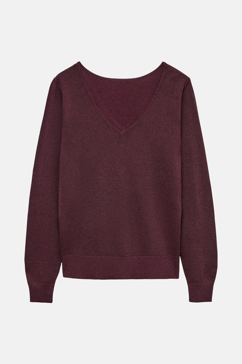 Pull met V-hals - Paars