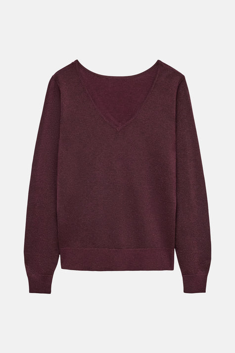 Pull met V-hals - Paars