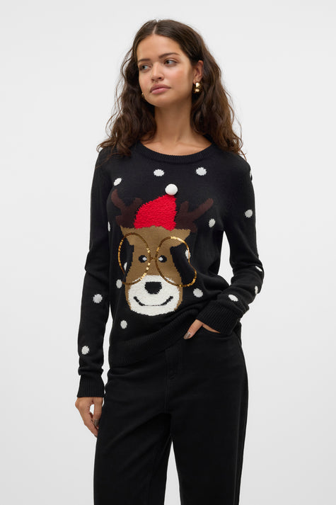 Pull met ronde hals - zwart