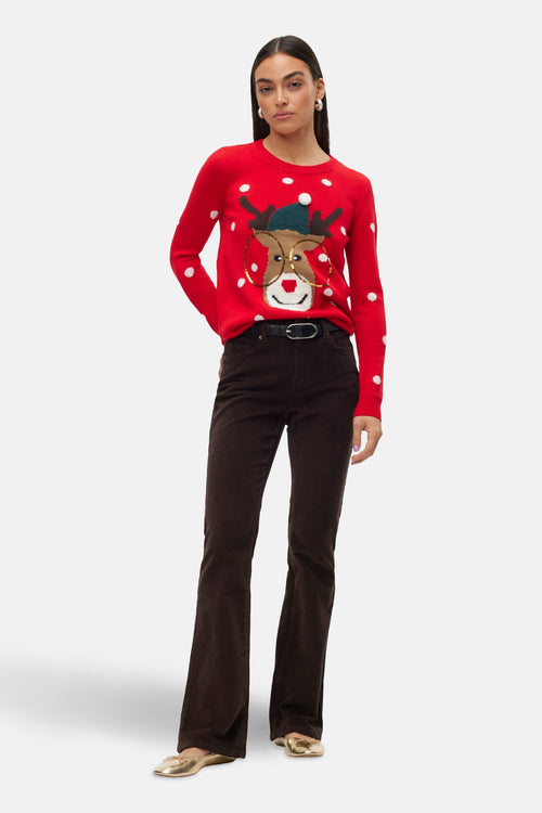 Pull met ronde hals - rood