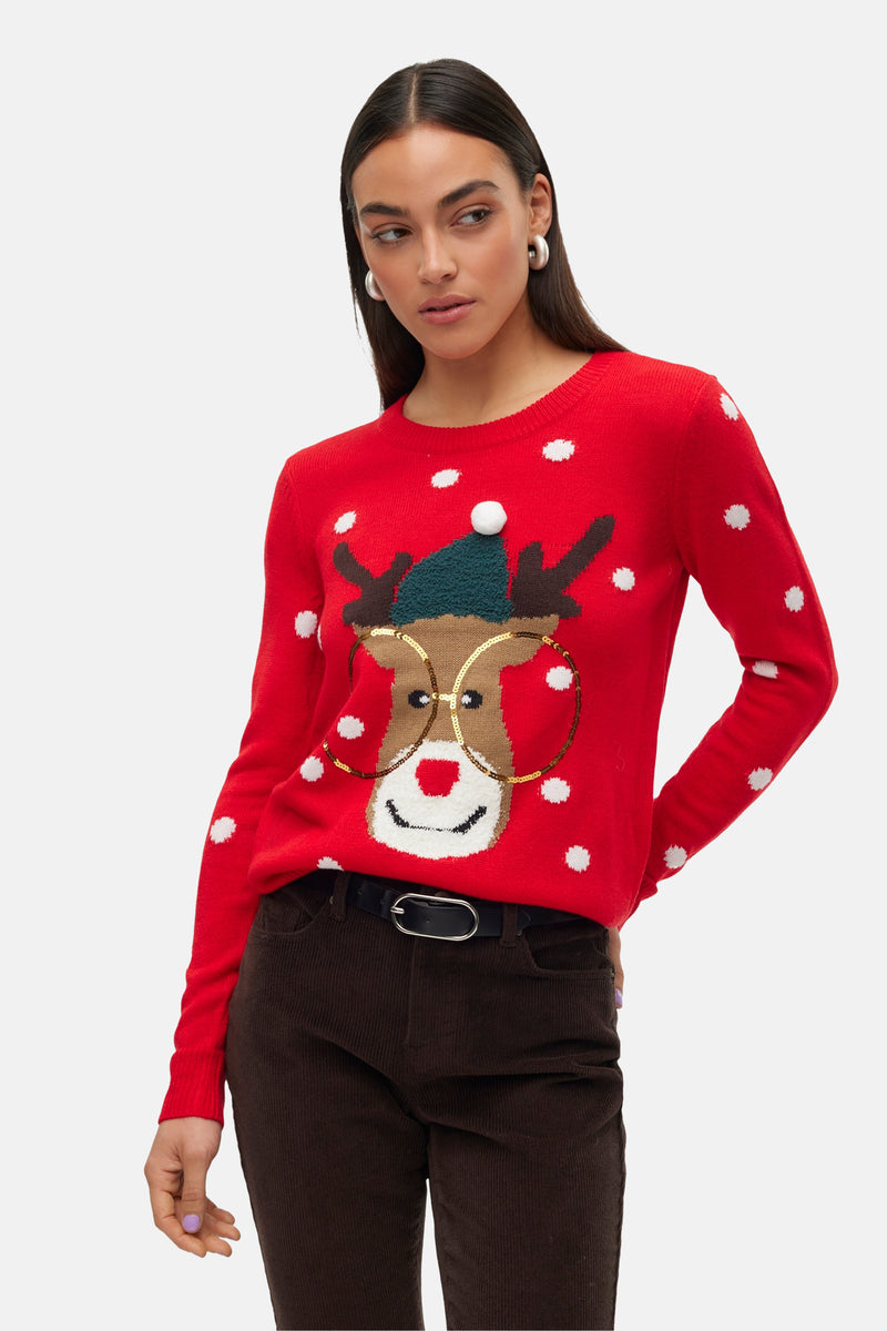 Pull met ronde hals - rood