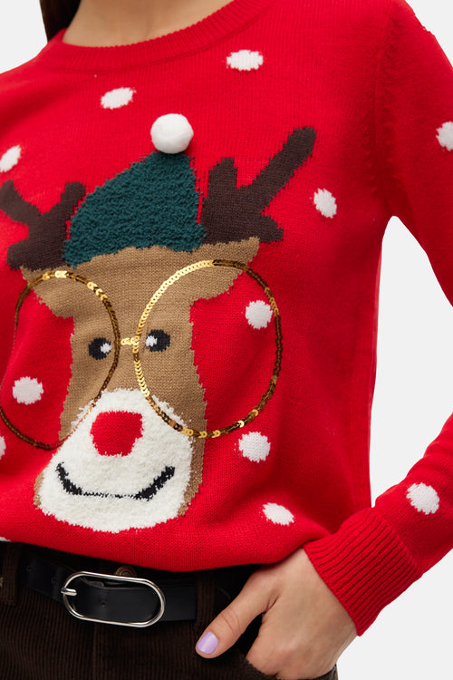 Pull met ronde hals - rood