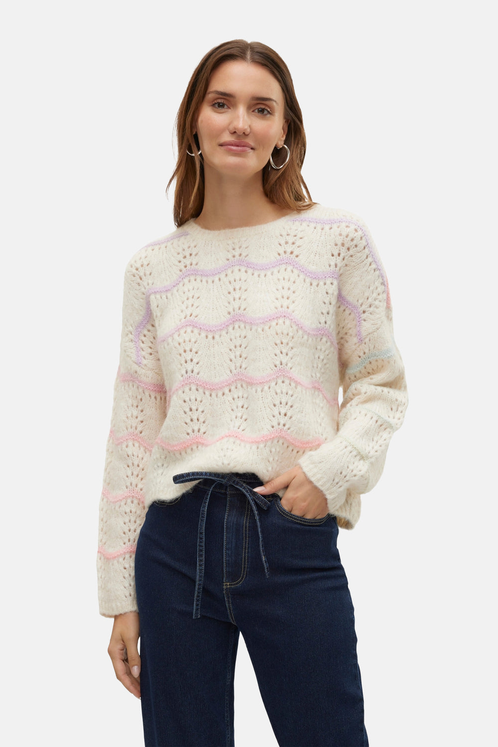 Trui met ronde hals Ecru - VERO MODA®