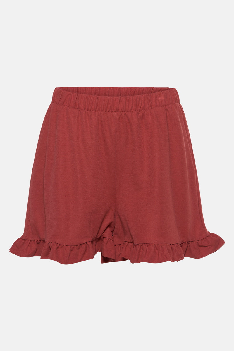 Korte rode rok van VERO MODA met elastische tailleband en ruchedetail.