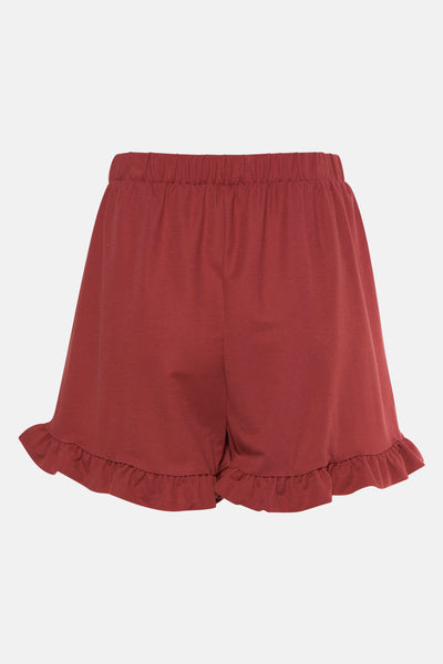 Korte rode rok van VERO MODA met elastische tailleband en ruchedetail aan de zoom.