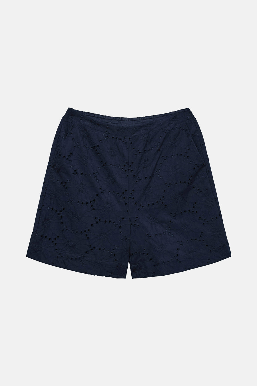 Korte blauwe short van VERO MODA, met bloemenpatroon en elastische tailleband.