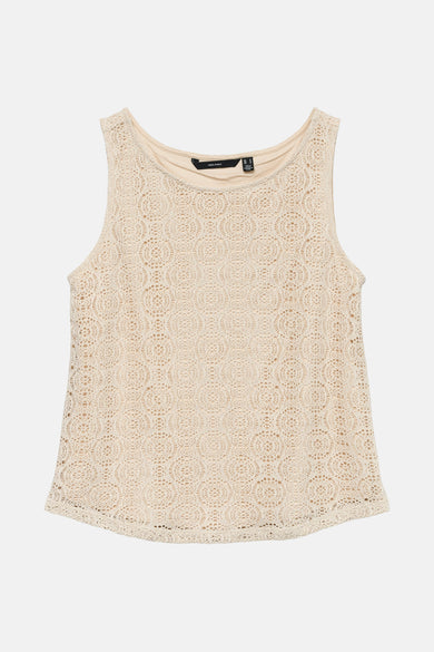 Topzonder man beige beige VERO MODA, met gecircelde dentelle.