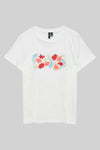 Wit T-shirt met korte mouwen van Vero Moda, versierd met geborduurde bloemen en decoratieve kralen.