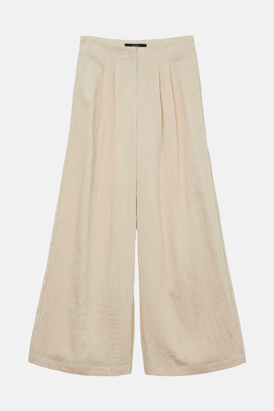 Pantalon beige ample par VERO MODA, avec plis structurés et tissu texturé.
