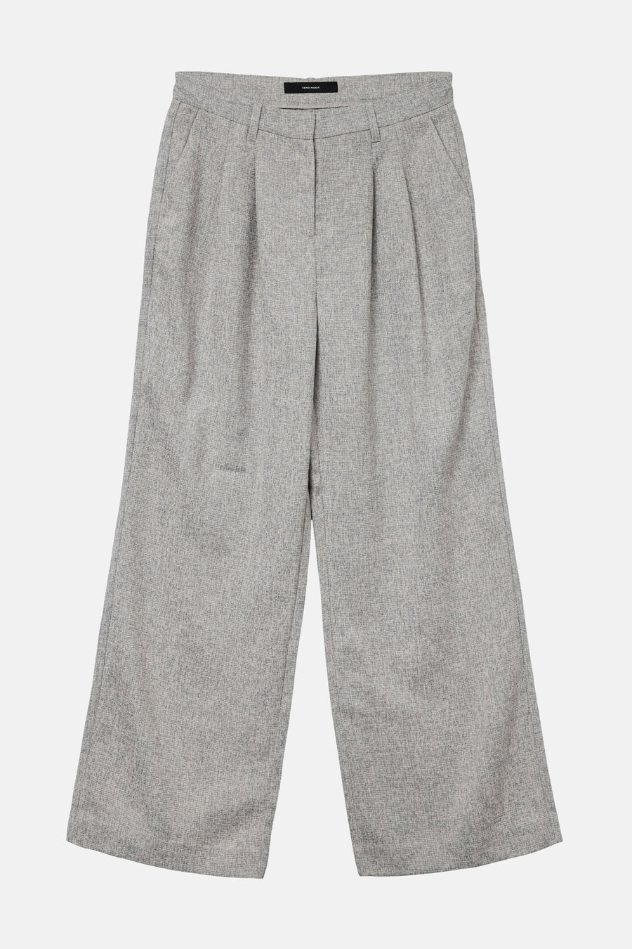 Pantalon de costume gris de VERO MODA, coupe large avec plis, en tissu texturé.