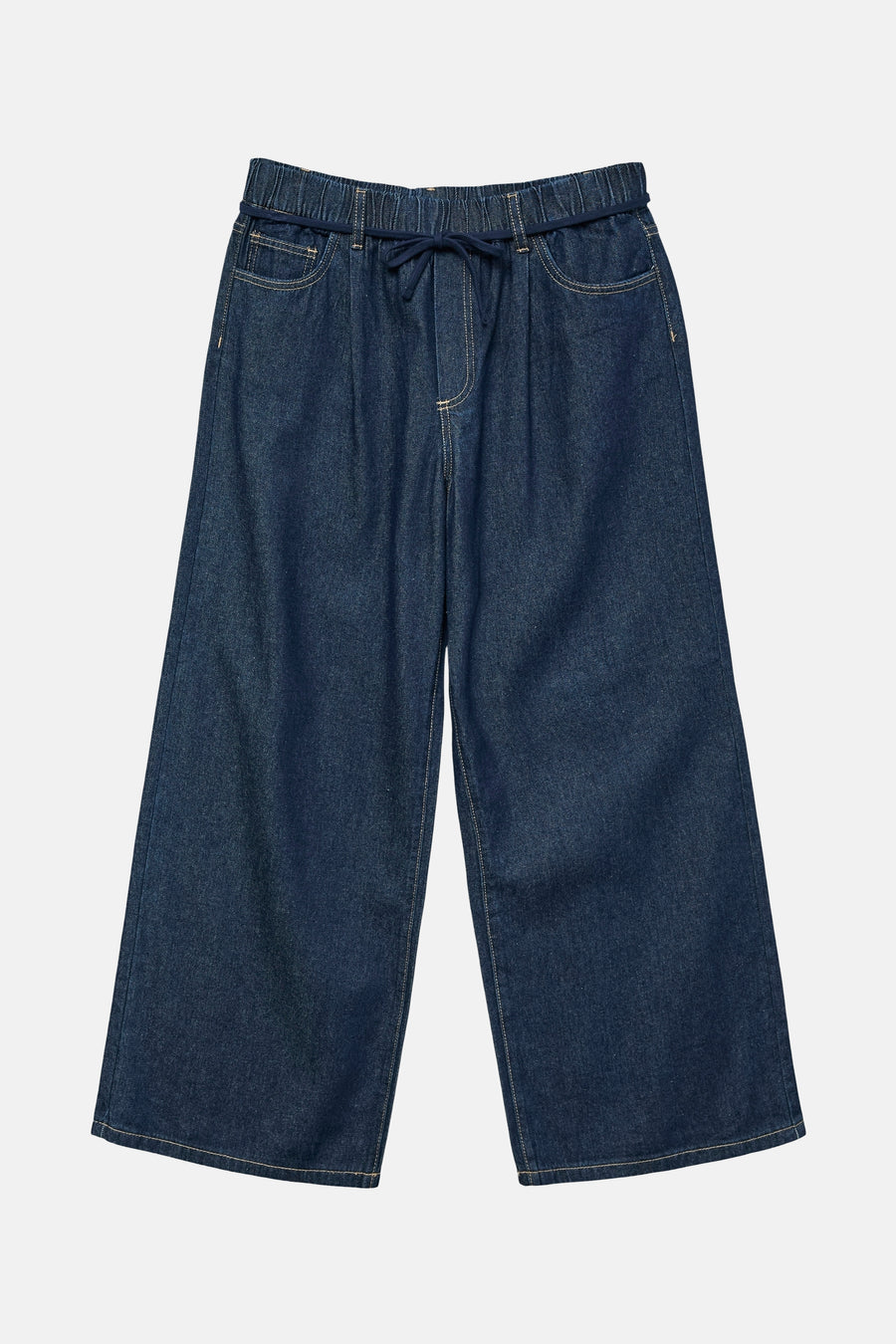 Jeans larges en denim bleu foncé de Vero Moda avec cordon de serrage à la taille.