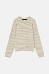 Pull à col rond écru de Vero Moda, avec motif texturé horizontal.

