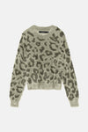 Groene trui met ronde hals van Vero Moda, met luipaardprint in zachte imitatiebont.