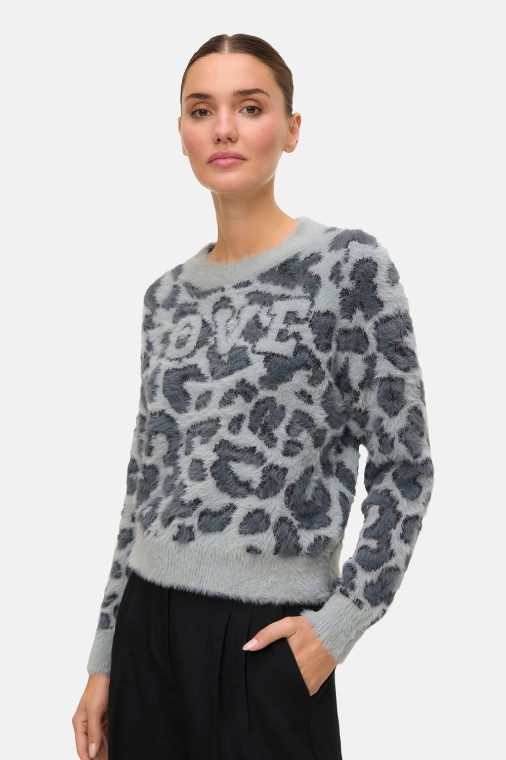 Pull met ronde hals - grijs