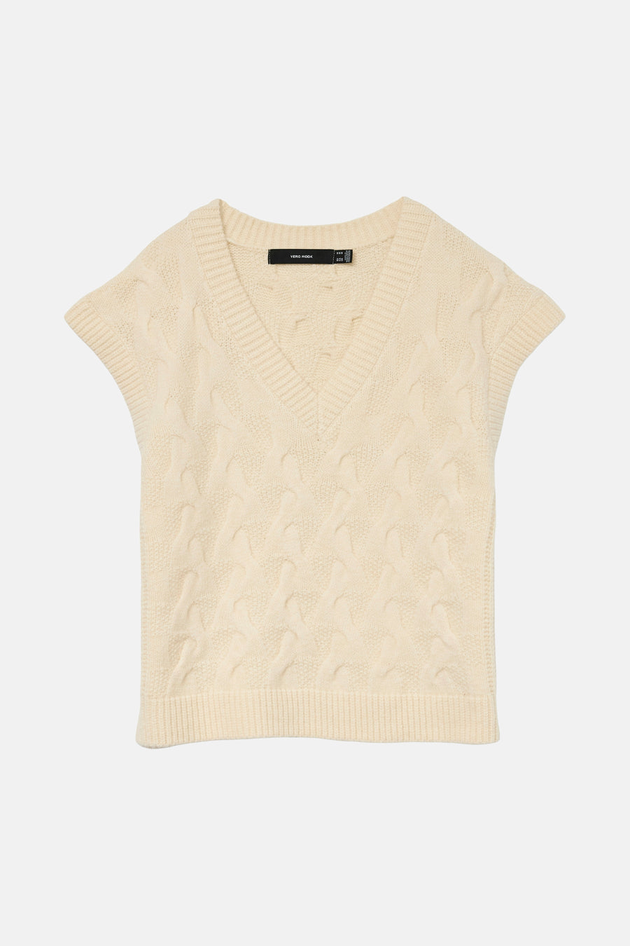 Débardeur beige en tricot by VERO MODA, avec motif torsadé sur toute la surface.