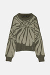 Pull vert à col rond de Vero Moda avec motif floral géométrique ton sur ton.