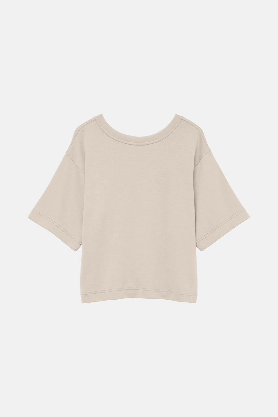 T-shirt à manches courtes écru de VERO MODA, coupe carrée sur un fond blanc.