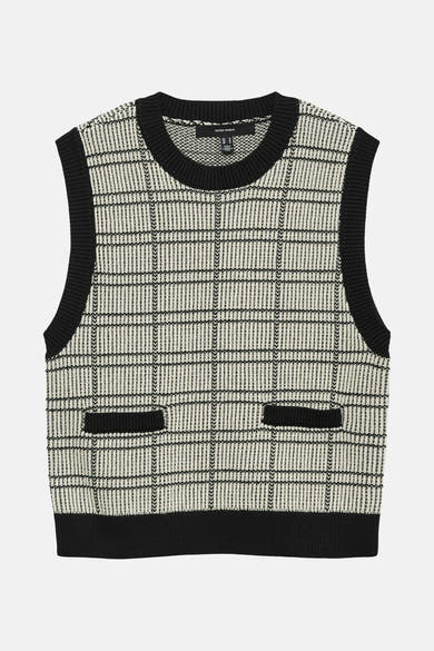Zwart hemdje van VERO MODA® met ruitpatroon, fijne breinaard en twee kleine opgestikte zakjes.