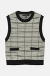 Zwart hemdje van VERO MODA® met ruitpatroon, fijne breinaard en twee kleine opgestikte zakjes.
