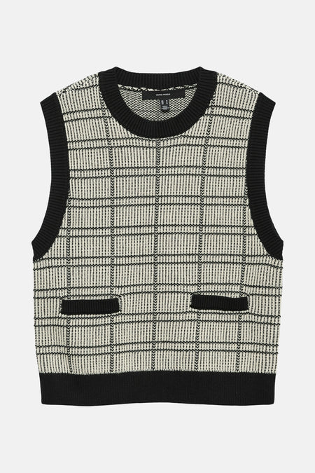 Zwart hemdje van VERO MODA® met ruitpatroon, fijne breinaard en twee kleine opgestikte zakjes.