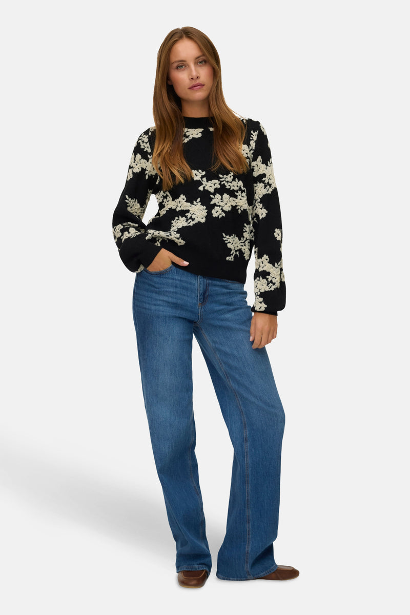 Pull met ronde hals - zwart