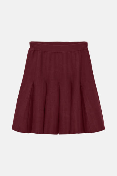 Bordeaux korte rok met plooien van VERO MODA in een getextureerd breisel.