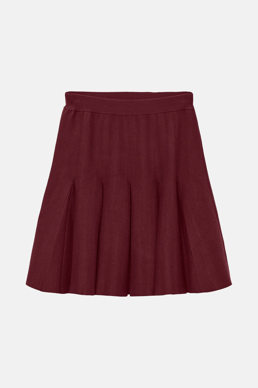 Bordeaux korte rok met plooien van VERO MODA in een getextureerd breisel.