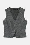 Grijze mesh tanktop van VERO MODA, met een aansluitende pasvorm en knoopsluiting.