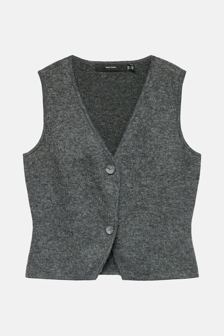 Grijze mesh tanktop van VERO MODA, met een aansluitende pasvorm en knoopsluiting.