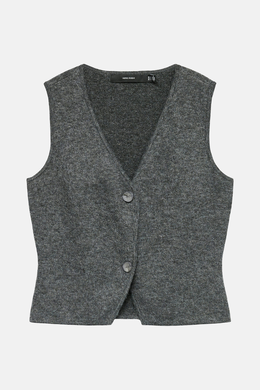 Grijze mesh tanktop van VERO MODA, met een aansluitende pasvorm en knoopsluiting.