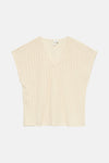 Beige mouwloze top van VERO MODA, met all-over verticale textuurstrepen.