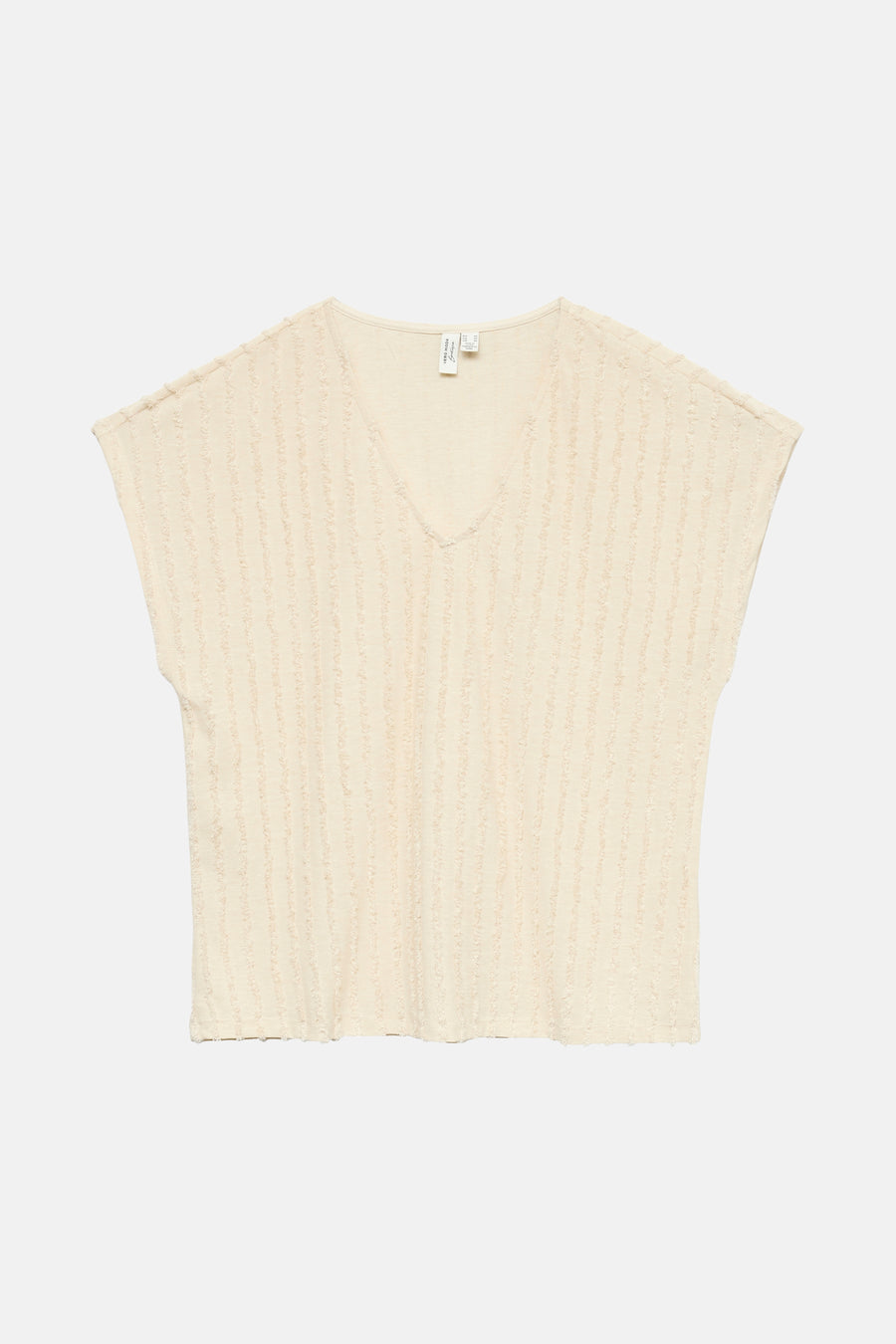 Beige mouwloze top van VERO MODA, met all-over verticale textuurstrepen.