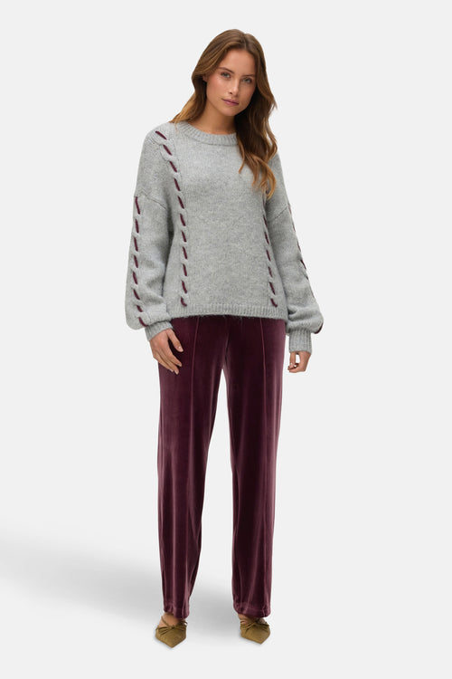 Pull met ronde hals - grijs