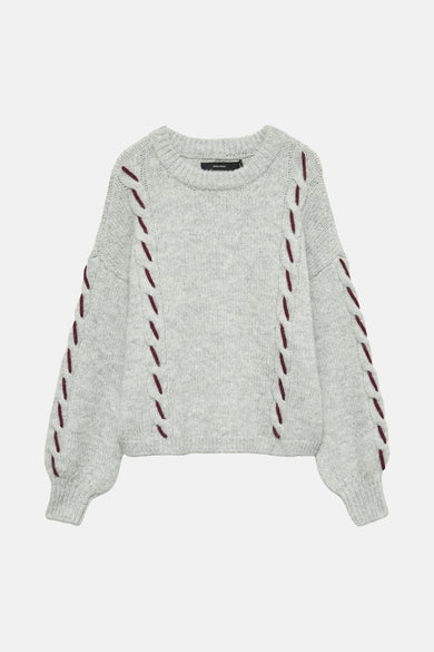 Pull met ronde hals - grijs