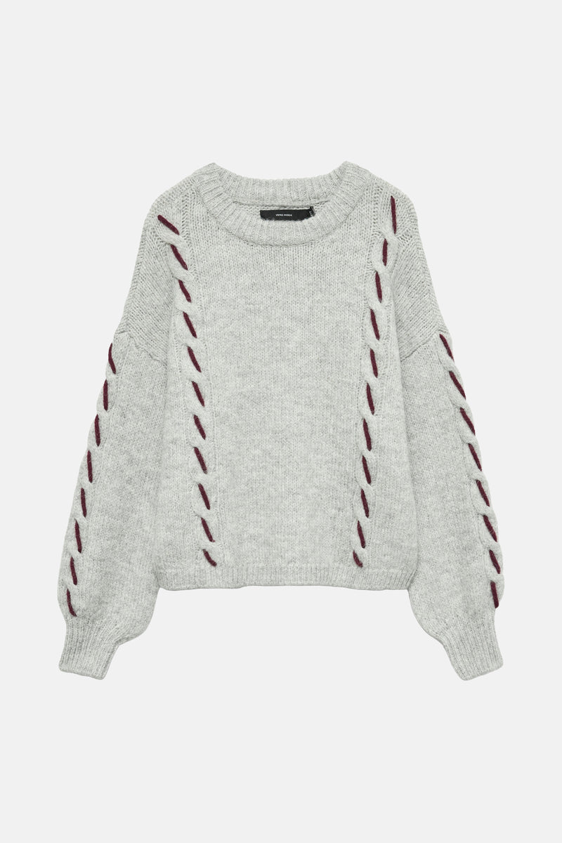 Pull met ronde hals - grijs