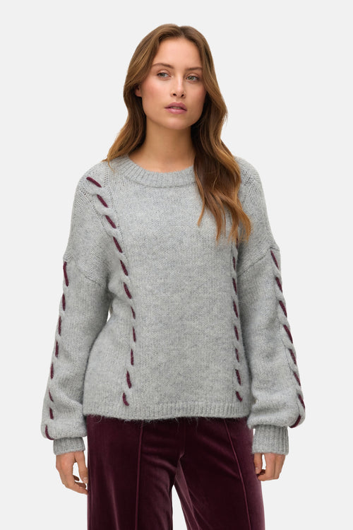 Pull met ronde hals - grijs