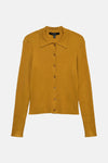 Geel vest met knopen van Vero Moda, in ribgebreid met een klassieke kraag.