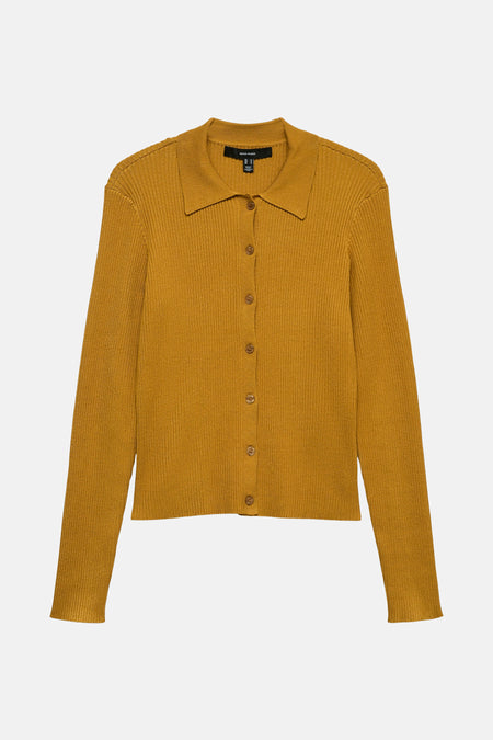 Geel vest met knopen van Vero Moda, in ribgebreid met een klassieke kraag.
