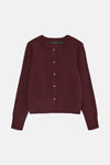 Bordeaux gebreid vest van VERO MODA, met een knoopsluiting en lange mouwen.