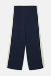 Pantalon bleu marine avec rayures latérales, par VERO MODA®, coupe ample et jambes larges.