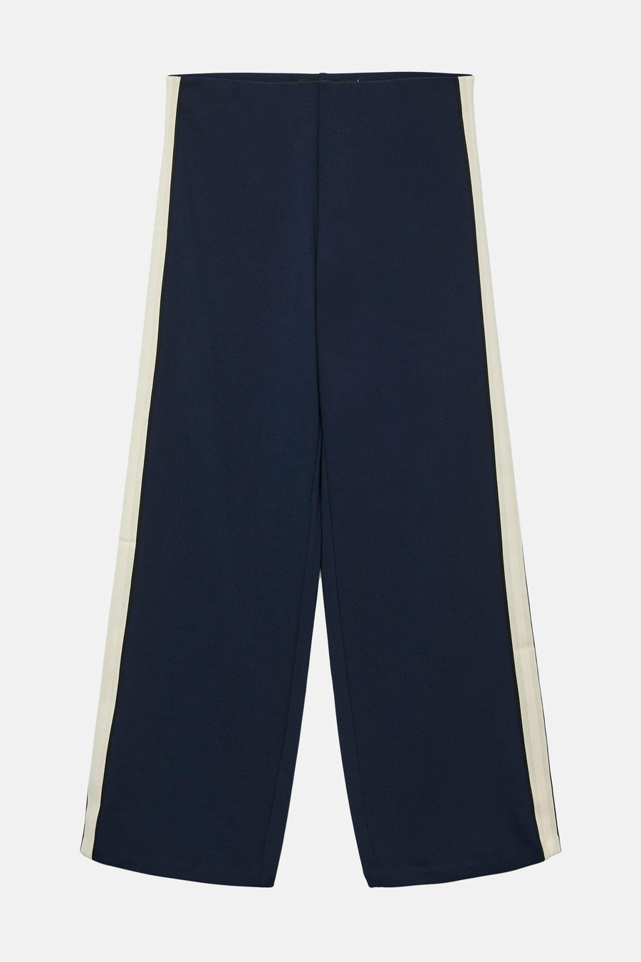 Pantalon bleu marine avec rayures latérales, par VERO MODA®, coupe ample et jambes larges.