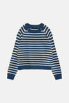 Pull rayé bleu et blanc de Vero Moda avec boutons décoratifs aux épaules